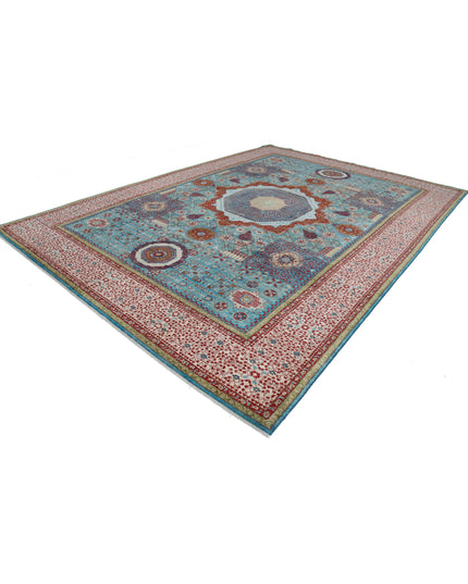 Mamluk 9' 9" X 13' 10" Hand Knotted Wool Rug 9' 9" X 13' 10" (297 X 422) / Teal / Wool