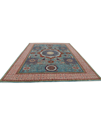 Mamluk 9' 9" X 13' 10" Hand Knotted Wool Rug 9' 9" X 13' 10" (297 X 422) / Teal / Wool