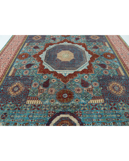 Mamluk 9' 9" X 13' 10" Hand Knotted Wool Rug 9' 9" X 13' 10" (297 X 422) / Teal / Wool