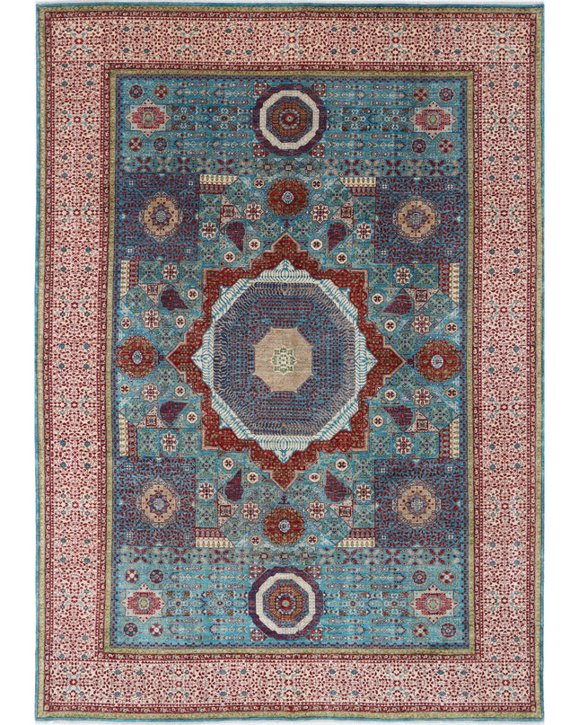 Mamluk 9' 9" X 13' 10" Hand Knotted Wool Rug 9' 9" X 13' 10" (297 X 422) / Teal / Wool
