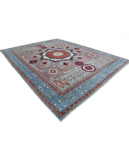Mamluk 11' 8" X 14' 11" Hand Knotted Wool Rug 11' 8" X 14' 11" (356 X 455) / Blue / Wool