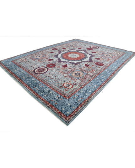 Mamluk 11' 8" X 14' 11" Hand Knotted Wool Rug 11' 8" X 14' 11" (356 X 455) / Blue / Wool