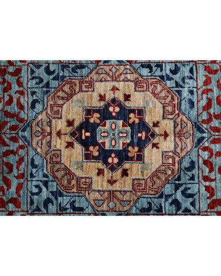 Mamluk 11' 8" X 14' 11" Hand Knotted Wool Rug 11' 8" X 14' 11" (356 X 455) / Blue / Wool