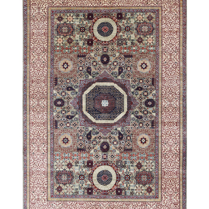 Mamluk 5' 1" X 8' 10" Hand Knotted Wool Rug 5' 1" X 8' 10" (155 X 269) / Green / Wool