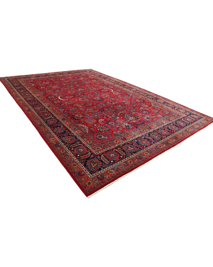 Mashad 10' 11" X 16' 2" Hand Knotted Wool Rug 10' 11" X 16' 2" (333 X 493) / Burgundy / Wool
