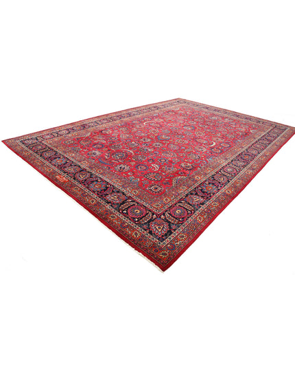 Mashad 10' 11" X 16' 2" Hand Knotted Wool Rug 10' 11" X 16' 2" (333 X 493) / Burgundy / Wool