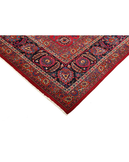 Mashad 10' 11" X 16' 2" Hand Knotted Wool Rug 10' 11" X 16' 2" (333 X 493) / Burgundy / Wool
