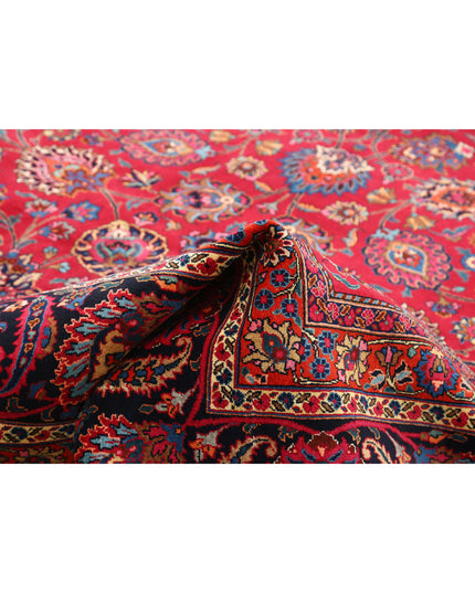 Mashad 10' 11" X 16' 2" Hand Knotted Wool Rug 10' 11" X 16' 2" (333 X 493) / Burgundy / Wool