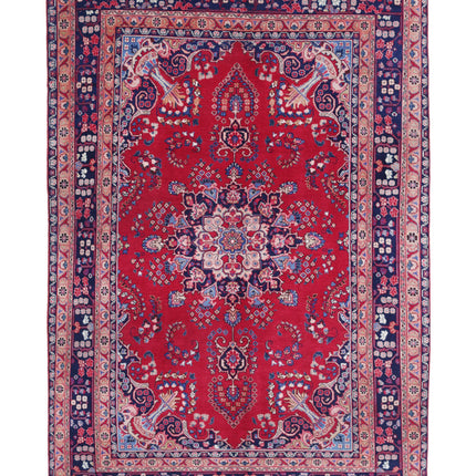 Mashad 6' 4" X 9' 4" Hand Knotted Wool Rug 6' 4" X 9' 4" (193 X 284) / Red / Wool