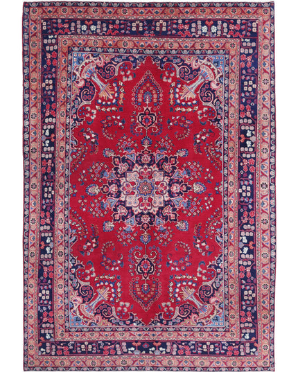 Mashad 6' 4" X 9' 4" Hand Knotted Wool Rug 6' 4" X 9' 4" (193 X 284) / Red / Wool