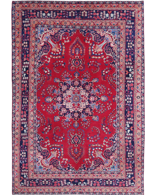 Mashad 6' 4" X 9' 4" Hand Knotted Wool Rug 6' 4" X 9' 4" (193 X 284) / Red / Wool
