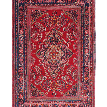 Mashad 7' 8" X 11' 11" Hand Knotted Wool Rug 7' 8" X 11' 11" (234 X 363) / Red / Wool
