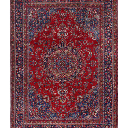 Mashad 9' 5" X 13' 4" Hand Knotted Wool Rug 9' 5" X 13' 4" (287 X 406) / Red / Wool