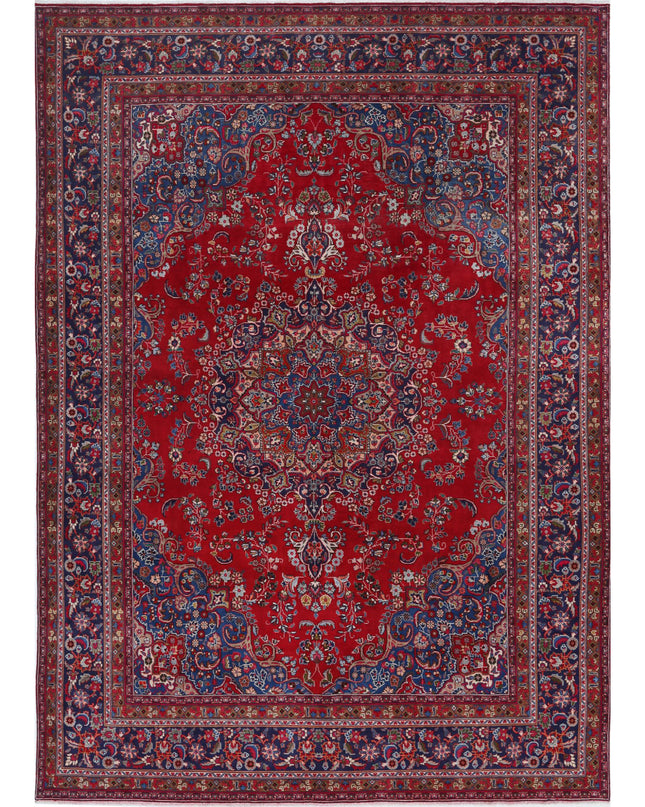 Mashad 9' 5" X 13' 4" Hand Knotted Wool Rug 9' 5" X 13' 4" (287 X 406) / Red / Wool