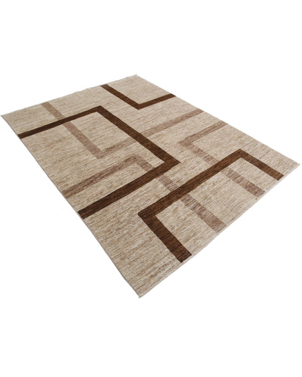 Modcar 5' 7" X 7' 5" Hand Knotted Wool Rug 5' 7" X 7' 5" (170 X 226) / Brown / Wool