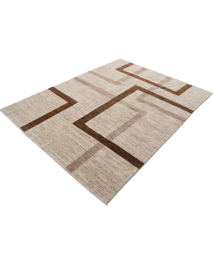 Modcar 5' 7" X 7' 5" Hand Knotted Wool Rug 5' 7" X 7' 5" (170 X 226) / Brown / Wool