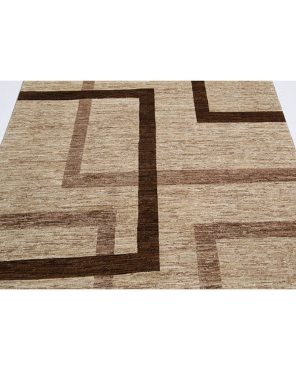Modcar 5' 7" X 7' 5" Hand Knotted Wool Rug 5' 7" X 7' 5" (170 X 226) / Brown / Wool