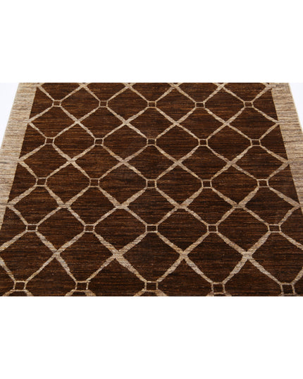Modcar 4' 0" X 5' 5" Hand Knotted Wool Rug 4' 0" X 5' 5" (122 X 165) / Brown / Wool