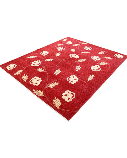 Modcar 6' 6" X 7' 9" Hand Knotted Wool Rug 6' 6" X 7' 9" (198 X 236) / Rust / Wool