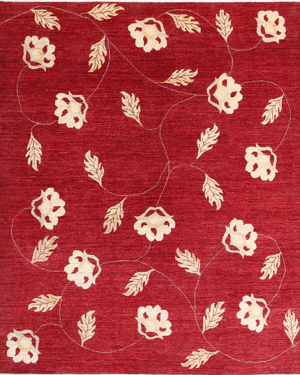 Modcar 6' 6" X 7' 9" Hand Knotted Wool Rug 6' 6" X 7' 9" (198 X 236) / Rust / Wool