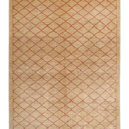 Modcar 5' 7" X 7' 7" Hand Knotted Wool Rug 5' 7" X 7' 7" (170 X 231) / Beige / Wool
