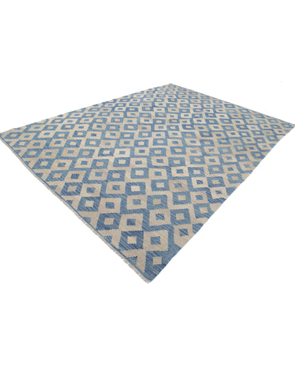 Modern Kilim 7' 11" X 10' 9" Hand Knotted Wool Kilim 7' 11" X 10' 9" (241 X 328) / Blue / Wool