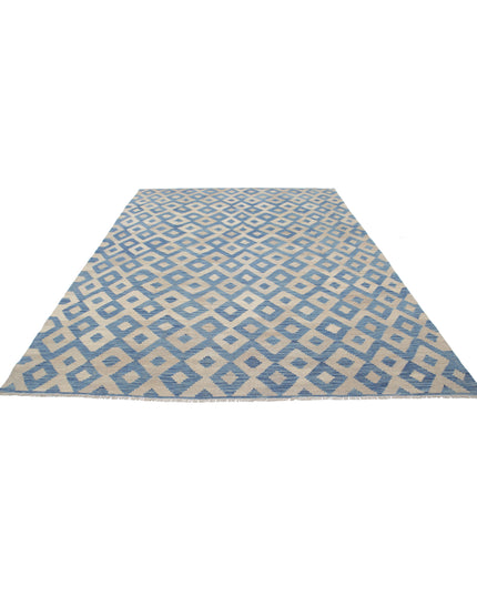 Modern Kilim 7' 11" X 10' 9" Hand Knotted Wool Kilim 7' 11" X 10' 9" (241 X 328) / Blue / Wool