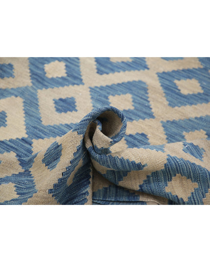 Modern Kilim 7' 11" X 10' 9" Hand Knotted Wool Kilim 7' 11" X 10' 9" (241 X 328) / Blue / Wool