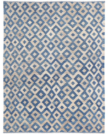 Modern Kilim 7' 11" X 10' 9" Hand Knotted Wool Kilim 7' 11" X 10' 9" (241 X 328) / Blue / Wool