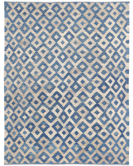 Modern Kilim 7' 11" X 10' 9" Hand Knotted Wool Kilim 7' 11" X 10' 9" (241 X 328) / Blue / Wool