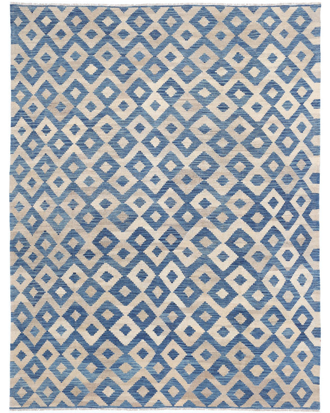 Modern Kilim 7' 11" X 10' 9" Hand Knotted Wool Kilim 7' 11" X 10' 9" (241 X 328) / Blue / Wool