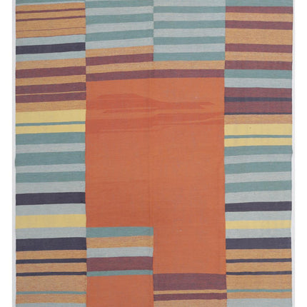 Modern Kilim 7' 10" X 10' 0" Hand Woven Wool Kilim 7' 10" X 10' 0" (239 X 305) / Blue / Wool