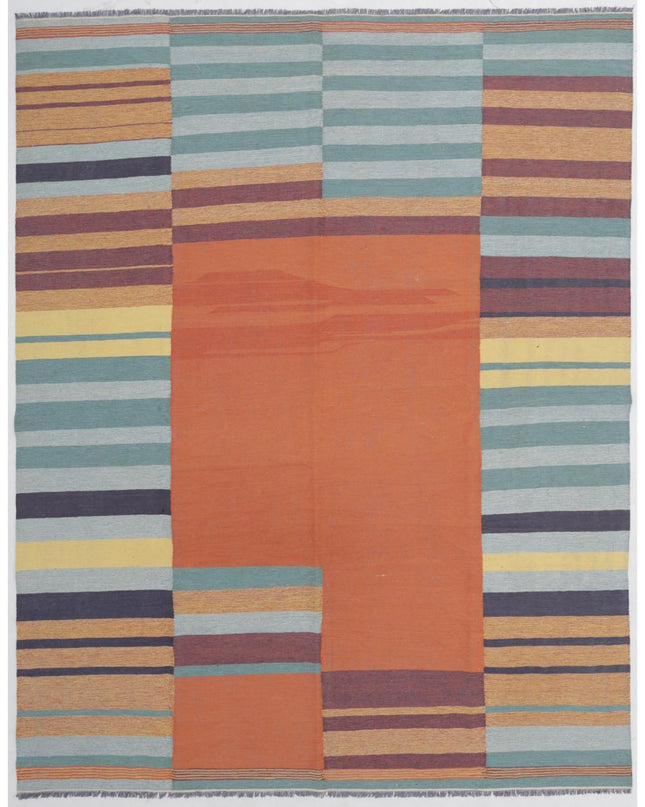 Modern Kilim 7' 10" X 10' 0" Hand Woven Wool Kilim 7' 10" X 10' 0" (239 X 305) / Blue / Wool