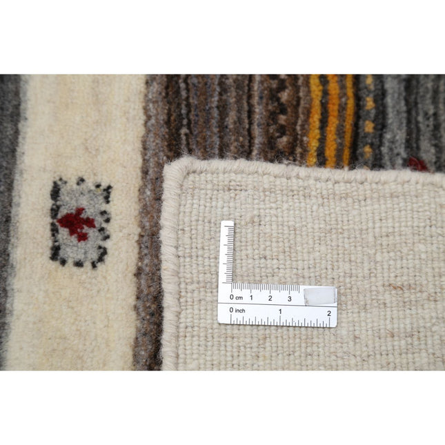 Modren 3' 11" X 5' 9" Wool Hand-Knotted Rug 3' 11" X 5' 9" (119 X 175) / Ivory / Brown