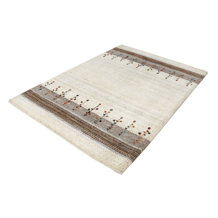 Modren 4' 8" X 6' 5" Wool Hand-Knotted Rug 4' 8" X 6' 5" (142 X 196) / Ivory / Brown