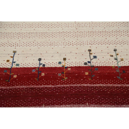 Modren 5' 3" X 7' 6" Wool Hand-Knotted Rug 5' 3" X 7' 6" (160 X 229) / Ivory / Red