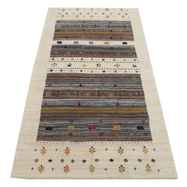 Modren 2' 10" X 5' 2" Wool Hand-Knotted Rug 2' 10" X 5' 2" (86 X 157) / Ivory / Brown