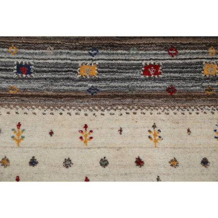 Modren 3' 0" X 5' 3" Wool Hand-Knotted Rug 3' 0" X 5' 3" (91 X 160) / Ivory / Brown