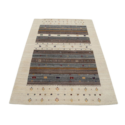 Modren 3' 11" X 5' 10" Wool Hand-Knotted Rug 3' 11" X 5' 10" (119 X 178) / Ivory / Brown