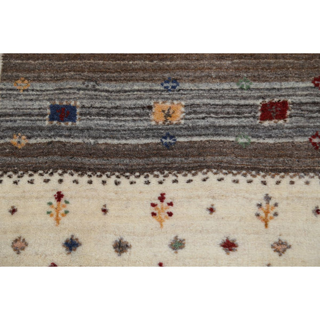 Modren 3' 2" X 5' 0" Wool Hand-Knotted Rug 3' 2" X 5' 0" (97 X 152) / Ivory / Brown