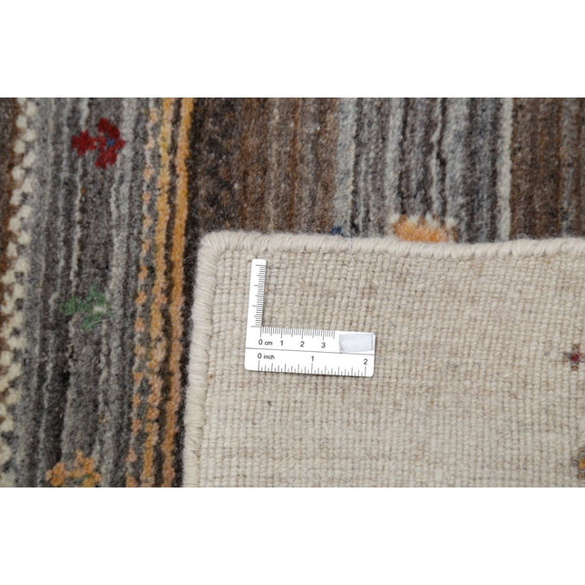 Modren 3' 2" X 5' 0" Wool Hand-Knotted Rug 3' 2" X 5' 0" (97 X 152) / Ivory / Brown