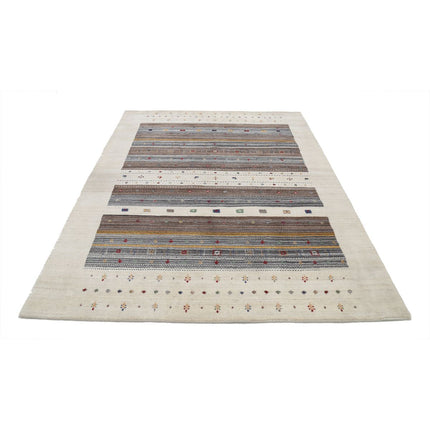 Modren 5' 8" X 7' 10" Wool Hand-Knotted Rug 5' 8" X 7' 10" (173 X 239) / Ivory / Brown