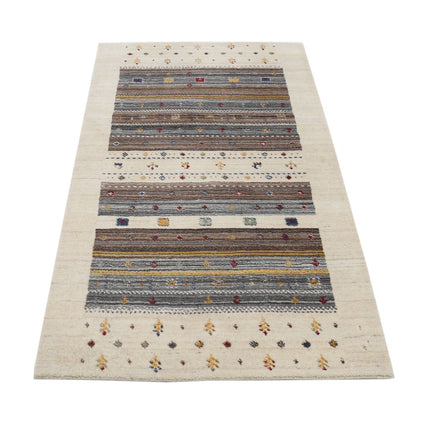 Modren 3' 0" X 5' 2" Wool Hand-Knotted Rug 3' 0" X 5' 2" (91 X 157) / Ivory / Brown