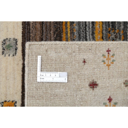 Modren 3' 0" X 5' 2" Wool Hand-Knotted Rug 3' 0" X 5' 2" (91 X 157) / Ivory / Brown