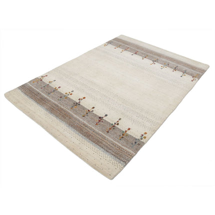 Modren 4' 8" X 6' 5" Wool Hand-Knotted Rug 4' 8" X 6' 5" (142 X 196) / Ivory / Brown