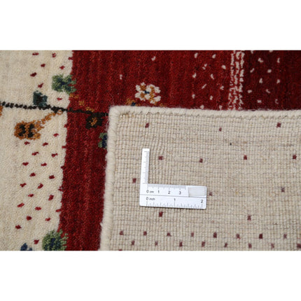 Modren 5' 4" X 7' 6" Wool Hand-Knotted Rug 5' 4" X 7' 6" (163 X 229) / Ivory / Red