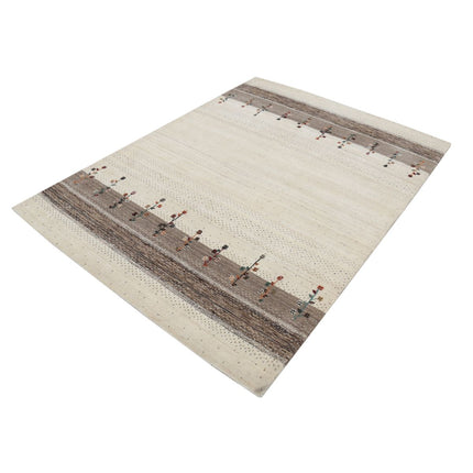 Modren 4' 10" X 6' 7" Wool Hand-Knotted Rug 4' 10" X 6' 7" (147 X 201) / Ivory / Brown