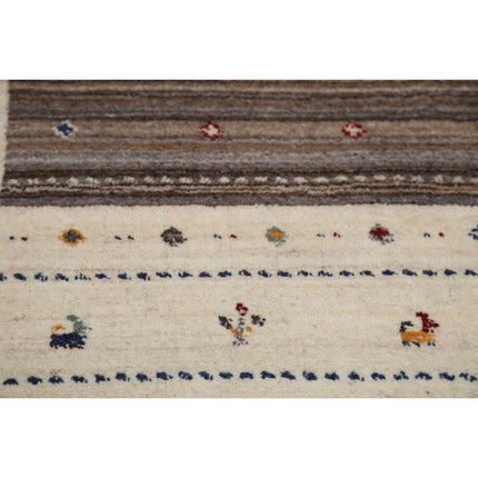 Modren 6' 7" X 9' 9" Wool Hand-Knotted Rug 6' 7" X 9' 9" (201 X 297) / Ivory / Brown