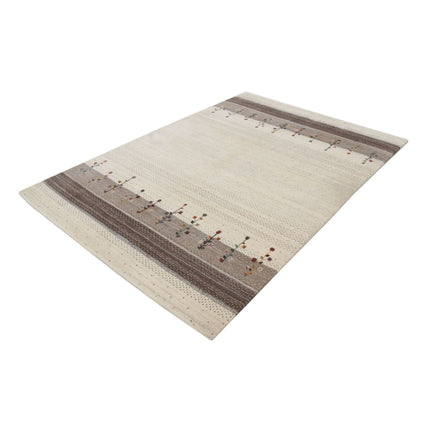 Modren 5' 2" X 7' 7" Wool Hand-Knotted Rug 5' 2" X 7' 7" (157 X 231) / Ivory / Brown