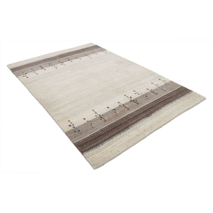 Modren 5' 2" X 7' 7" Wool Hand-Knotted Rug 5' 2" X 7' 7" (157 X 231) / Ivory / Brown